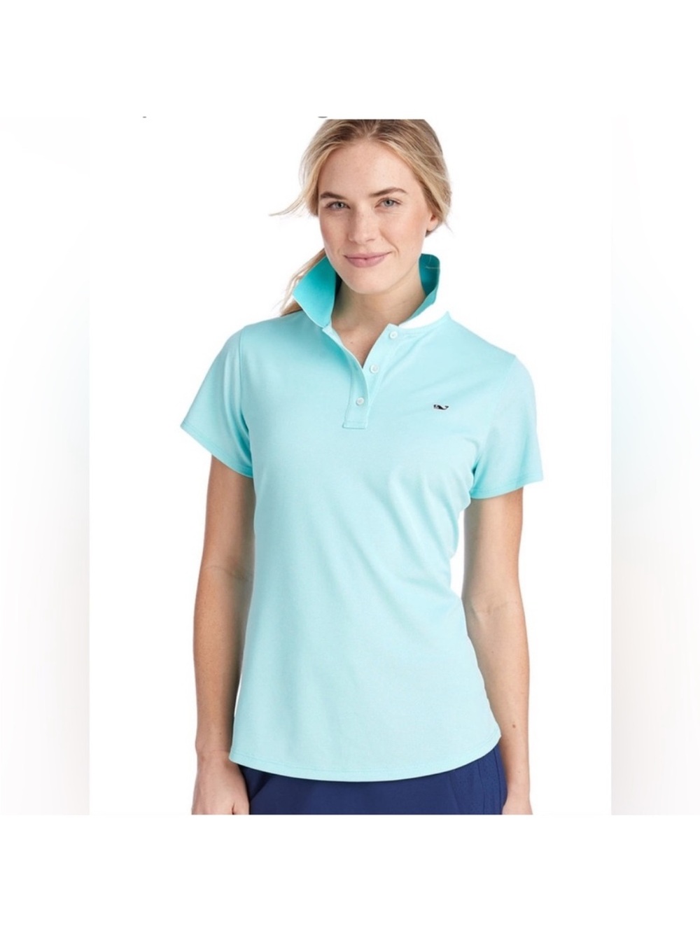 Vineyard Vines Women's Aqua Button-Down Polo